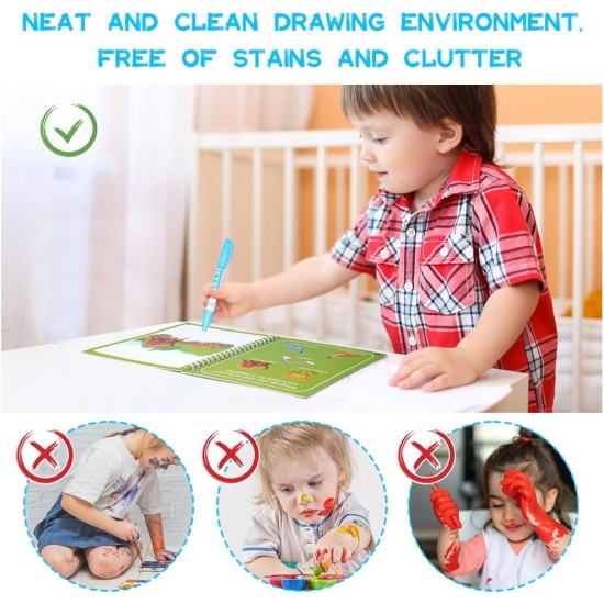 OSDUE Magic Water Drawing Book for Children (2 Styles), Coloring Book Education Drawing Toy, Adventures to Coloring Water Book with Magic Pen, Gifts for Children OSDUE Magic Water Drawing Book for Children (2 Styles), Coloring Book Education Drawing Toy, Adventures to Coloring Water Book with Magic Pen, Gifts for Children