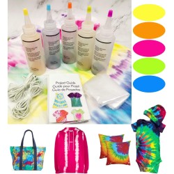 Premify Single-Step 5 Colors Tie Dye Kit, Tie-Dye Textile Colours Turquoise Fuchsia Yellow Orange & Lime For Kids Adults Clothes Shirts Bags Caps Hoodie, Arts & Craft Sets, Fabric Painting Dyeing Set