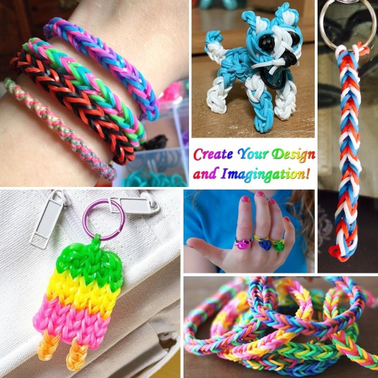 Rubber Band Bracelet Kit, EXCEFORE Box Rubber Loom Bands Girl Gift for Children, Elastic Band for Weaving Lacing Bracelet, Kids Art Crafts Bracelet Making Set with Hooks & Charms (600 PCS) Rubber Band Bracelet Kit, EXCEFORE Box Rubber Loom Bands Girl Gift for Children, Elastic Band for Weaving Lacing Bracelet, Kids Art Crafts Bracelet Making Set with Hooks & Charms (600 PCS)
