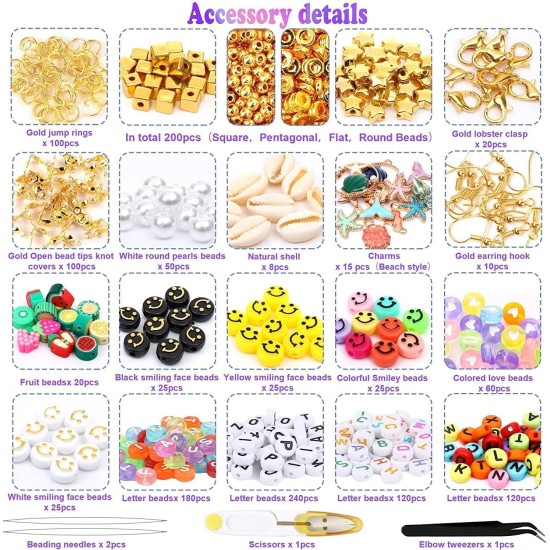 Yoawllty Beads for Jewellery Making, 28 Color Flat Round Polymer Clay Beads 6mm Heishi Clay Beads with Charms Kit and Elastic Strings for Jewelry Making Bracelets Necklace for Girls Teens Kids Yoawllty Beads for Jewellery Making, 28 Color Flat Round Polymer Clay Beads 6mm Heishi Clay Beads with Charms Kit and Elastic Strings for Jewelry Making Bracelets Necklace for Girls Teens Kids