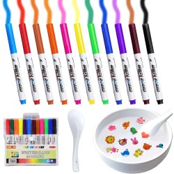 12 Pcs Magical Water Painting Pen, Magical Floating Ink Pen, A Watercolor Pen That Can Float in The Water, Magic Doodle Drawing Floating Marker Pens Toys Gifts for 3-12 Year Old Boys Girls Toddlers