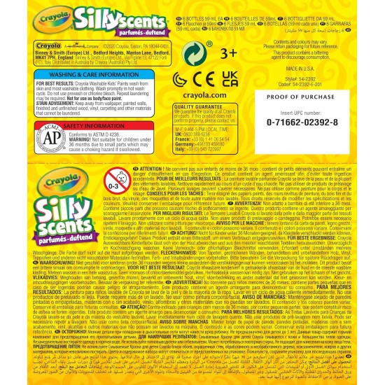 CRAYOLA 54-2392-E-000 6ct 2oz Washable Silly Scents Paints CRAYOLA 54-2392-E-000 6ct 2oz Washable Silly Scents Paints