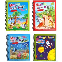 Dreamons link kids magic water colouring book (pack of 4 books) unlimited fun with water wow! aqua doodle coloring drawing reusable water-reveal activity pad, chunky-size water pen for birthday gift