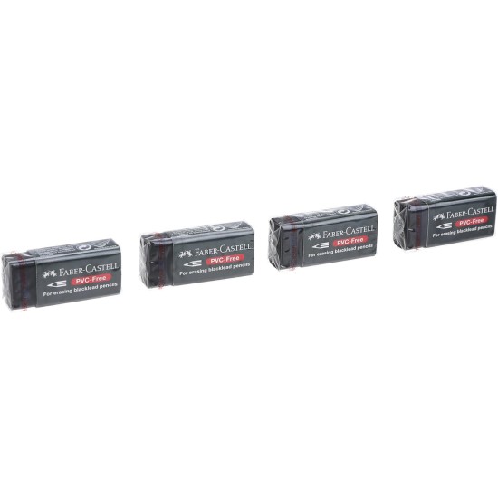 FaBER-CaSTELL 188930 Eraser, Pack of 4, Small - Black FaBER-CaSTELL 188930 Eraser, Pack of 4, Small - Black