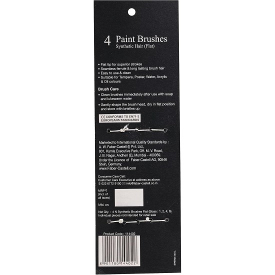 Faber-Castell Synthetic Hair set of 4 Flat Brushes
