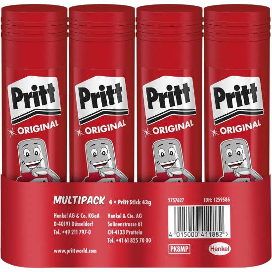 Pritt PK8MP glue sticks, 4 x 43g Pritt PK8MP glue sticks, 4 x 43g