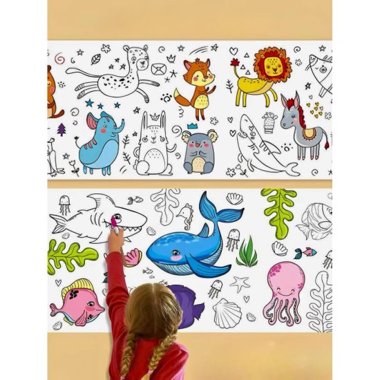 Protect Your Wall With Children's Drawing Paper Roll, Coloring for Kids, 30 x 300cm Large Coloring Poster for Toddlers, DIY Painting Ideal Gift for Class Home Birthday Party Protect Your Wall With Children's Drawing Paper Roll, Coloring for Kids, 30 x 300cm Large Coloring Poster for Toddlers, DIY Painting Ideal Gift for Class Home Birthday Party