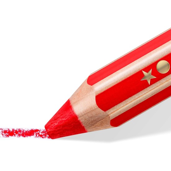 Staedtler noris junior 3-in-1 colouring pencil pack of 6 assorted colours + sharpener Staedtler noris junior 3-in-1 colouring pencil pack of 6 assorted colours + sharpener