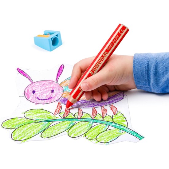 Staedtler noris junior 3-in-1 colouring pencil pack of 6 assorted colours + sharpener Staedtler noris junior 3-in-1 colouring pencil pack of 6 assorted colours + sharpener