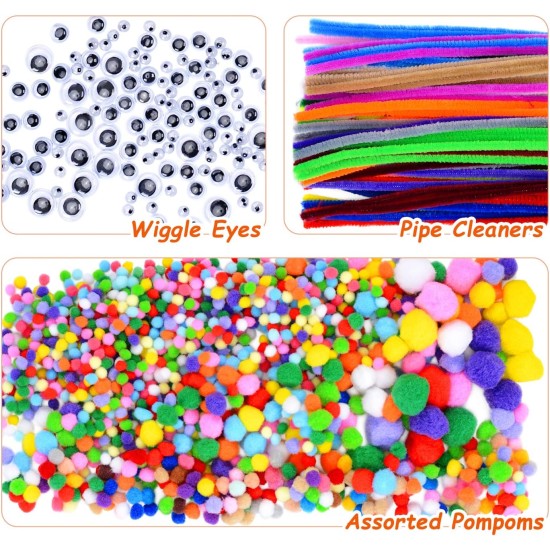ZHAOER 250 Pieces 5 Sizes Assorted Pompoms 100 Pieces in 10 Colors Pipe Cleaners and 3 Sizes Wiggle Googly Eyes for DIY Arts Crafts ZHAOER 250 Pieces 5 Sizes Assorted Pompoms 100 Pieces in 10 Colors Pipe Cleaners and 3 Sizes Wiggle Googly Eyes for DIY Arts Crafts