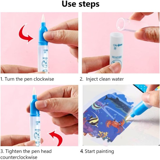 Stickerboy 4 Pack Magic Water Colouring Book Water Paint Books with Pen Reusable Doodle Game Gift for Children Kids Girls Boys - Universe & Dinosaur & Ocean & Robot Stickerboy 4 Pack Magic Water Colouring Book Water Paint Books with Pen Reusable Doodle Game Gift for Children Kids Girls Boys - Universe & Dinosaur & Ocean & Robot