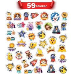 Cheer and Bonus Sticker for Kids Kids Sticker, Education, Training, School Starts, Assorted Shapes School 59 Stickers Teacher Supplies Classroom