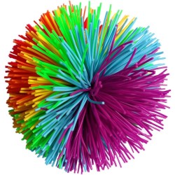 3.2Inch Colorful Stringy Ball,Thick Silicone Bouncing Fluffy Jugging Ball Monkey Stress Ball Office Stress Toys (Rainbow, Medium)