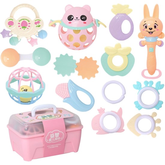 Fantastic-Kids-Toys 13 Piece Silicone Baby Rattle and Teethers Box (Pink) Fantastic-Kids-Toys 13 Piece Silicone Baby Rattle and Teethers Box (Pink)