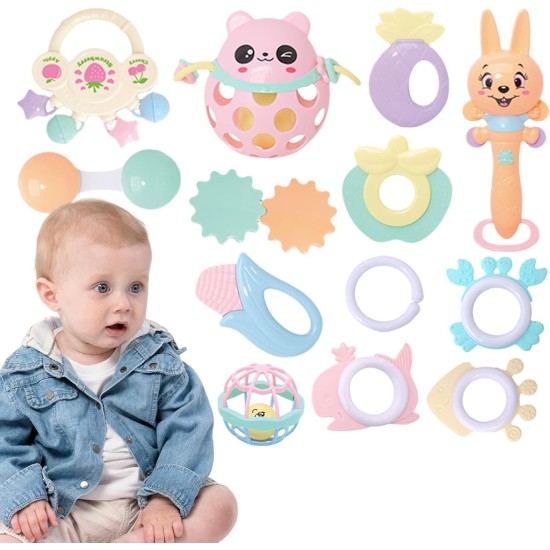 Fantastic-Kids-Toys 13 Piece Silicone Baby Rattle and Teethers Box (Pink) Fantastic-Kids-Toys 13 Piece Silicone Baby Rattle and Teethers Box (Pink)