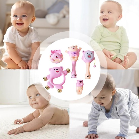 Fantastic-Kids-Toys 5 Pack Baby Rattle Toys | Vibrating Rattle Toys | Vibrant Rattle Set, Colorful Sensory Rattle to Hold and Shake, for Children's Day Pink Fantastic-Kids-Toys 5 Pack Baby Rattle Toys | Vibrating Rattle Toys | Vibrant Rattle Set, Colorful Sensory Rattle to Hold and Shake, for Children's Day Pink
