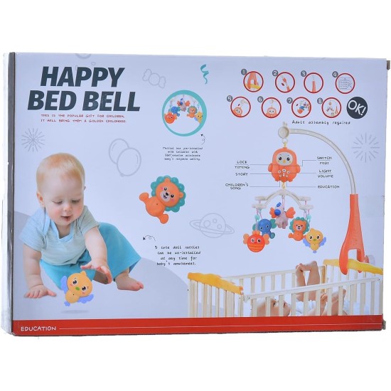 Generic Happy Bed Bell With 5 Cute Doll Rattles Cam Be Uninstalled At Any Time For Baby's Amusement - Multi Color