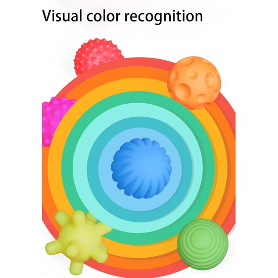 Textured Multi Ball Set - 6 Pack Sensory Squeeze Ball for Exploration and Engagement Color Recognition for Ages 6 Months and up Kids Toddlers