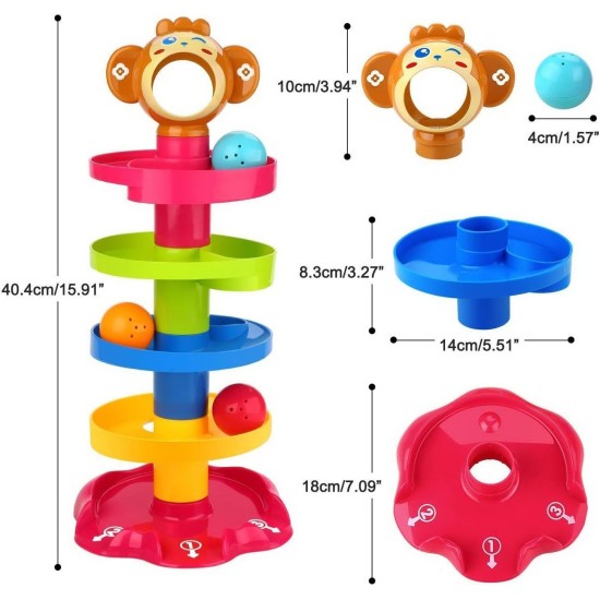 Toy Imagine RAMP ROLL, 5 Layer Ball Drop and Roll Swirling Tower for Toddler|3 Puzzle Rattle Balls Monkey Face at The Top|Non Toxic Material| Stack,Dr Toy Imagine RAMP ROLL, 5 Layer Ball Drop and Roll Swirling Tower for Toddler|3 Puzzle Rattle Balls Monkey Face at The Top|Non Toxic Material| Stack,Dr