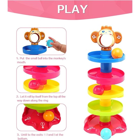 Toy Imagine RAMP ROLL, 5 Layer Ball Drop and Roll Swirling Tower for Toddler|3 Puzzle Rattle Balls Monkey Face at The Top|Non Toxic Material| Stack,Dr Toy Imagine RAMP ROLL, 5 Layer Ball Drop and Roll Swirling Tower for Toddler|3 Puzzle Rattle Balls Monkey Face at The Top|Non Toxic Material| Stack,Dr
