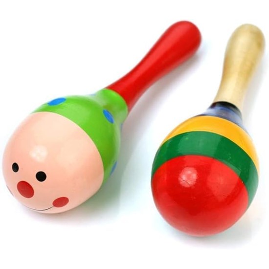 Wooden Maracas Sand Hammer Baby Music Rattles Shaker Early Education Instrument Toy for Babies Kids Children(Random Color Pattern)2pcs Wooden Maracas Sand Hammer Baby Music Rattles Shaker Early Education Instrument Toy for Babies Kids Children(Random Color Pattern)2pcs