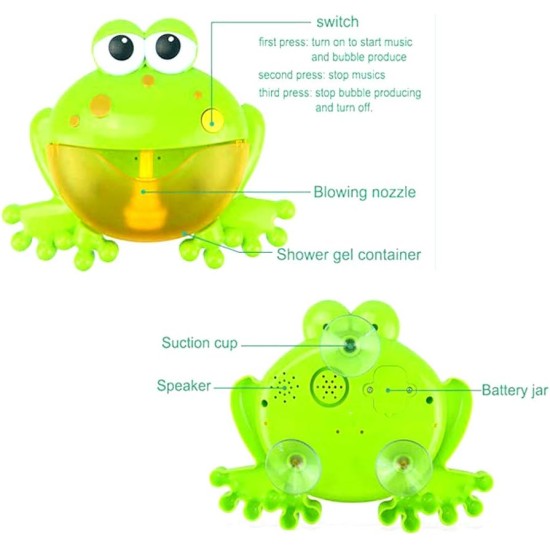 Frog Bubble Maker for Bath, Foam Blower Bubbling Making Machine, Nursery Rhyme Musical Bathtub Toy for Baby Kids Happy Tub Time Frog Bubble Maker for Bath, Foam Blower Bubbling Making Machine, Nursery Rhyme Musical Bathtub Toy for Baby Kids Happy Tub Time