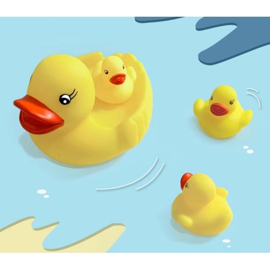 Generic 4 Pcs Squeaky Rubber Duck Family Toy Set for Baby and Toddlers | Baby Bathing, Floating, Water Pool, Tub Toys | Soft Duck Family - 1 Parent Duck with Squeaky Sound and 3 Child Ducks (01-Duck) Generic 4 Pcs Squeaky Rubber Duck Family Toy Set for Baby and Toddlers | Baby Bathing, Floating, Water Pool, Tub Toys | Soft Duck Family - 1 Parent Duck with Squeaky Sound and 3 Child Ducks (01-Duck)