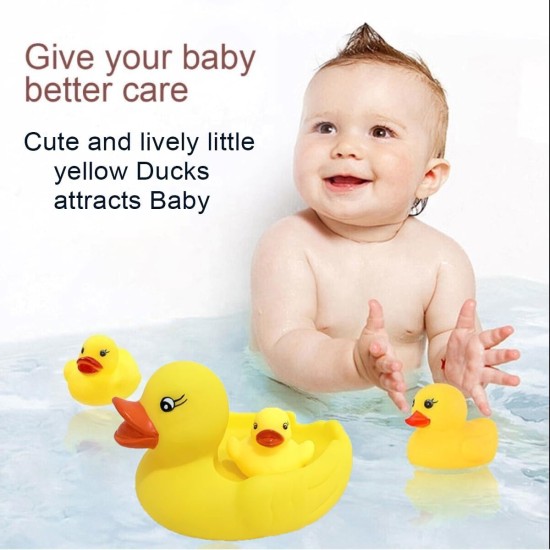 Generic 4 Pcs Squeaky Rubber Duck Family Toy Set for Baby and Toddlers | Baby Bathing, Floating, Water Pool, Tub Toys | Soft Duck Family - 1 Parent Duck with Squeaky Sound and 3 Child Ducks (01-Duck) Generic 4 Pcs Squeaky Rubber Duck Family Toy Set for Baby and Toddlers | Baby Bathing, Floating, Water Pool, Tub Toys | Soft Duck Family - 1 Parent Duck with Squeaky Sound and 3 Child Ducks (01-Duck)