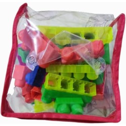Buckets and Bags Blocks Develop Kids Skills and Make Shapes and Scenes and More Also Gift for Birthday, Party, Occasions Multi Shapes and Colors (Large Cube Bag 83 Pieces)