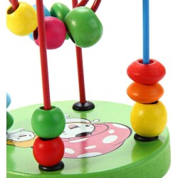 1 Piece Mini Bead Maze Educational Toy Wire Milliliter Beads Puzzle Wooden - Multicolor