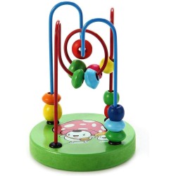 1 Piece Mini Bead Maze Educational Toy Wire Milliliter Beads Puzzle Wooden - Multicolor