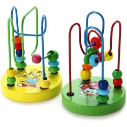 1 Piece Mini Colorful Educational Game Baby Wooden Toy Around Beads Wire Maze