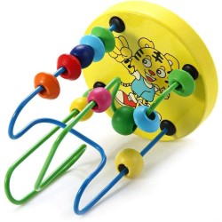 1 Piece Mini Colorful Educational Game Baby Wooden Toy Around Beads Wire Maze