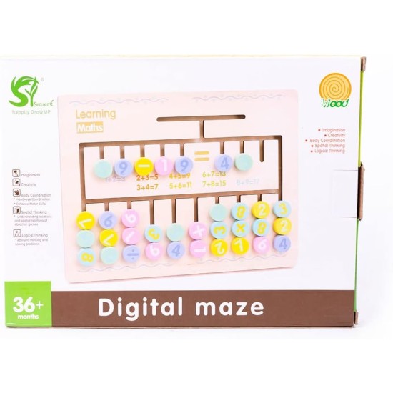 Generic Wood digital maze with arithmetic equations for learning math and fun for kids - multi color Generic Wood digital maze with arithmetic equations for learning math and fun for kids - multi color
