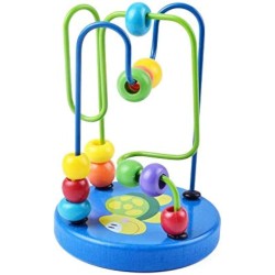 KIKI Wooden Toy Colorful Round Mini Beads Wire Maze Game Educational Wooden Toys Circle Bead Early Development Toys
