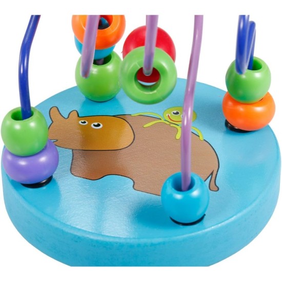 wooden Cartoon Animal Chassis Rhinoceros Pattern Circle Mini Beads Maze Educational Toy for Kids Hand Eye Coordination Toy wooden Cartoon Animal Chassis Rhinoceros Pattern Circle Mini Beads Maze Educational Toy for Kids Hand Eye Coordination Toy
