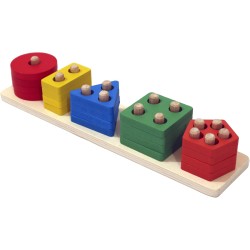 Grizzly Wooden Geometric Shape Matching 5 Column Blocks Educational and Learning Toys