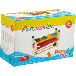 Wooden Pounding Ball Board With Hammer For Children - Multi Color