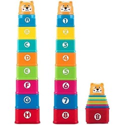 Kidcia My First Square Nesting & Stacking Cups with Numbers Letters & Animals for Toddlers Early Educational Stacker Toys for Kids