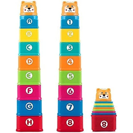 Kidcia My First Square Nesting & Stacking Cups with Numbers Letters & Animals for Toddlers Early Educational Stacker Toys for Kids Kidcia My First Square Nesting & Stacking Cups with Numbers Letters & Animals for Toddlers Early Educational Stacker Toys for Kids
