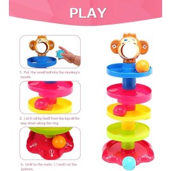MR Roll Ball Tower for Toddlers, Ball Drop and Roll Swirling Tower Educational Brain Development Toy Activity & Learning Monkey Toys for Kids Best Gift for Children(5 Layer) Set of 1