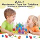 Montessori Toy Wooden Bead Sequence Set, Leather Beads, Stacking Tool and Matching Stacking Blocks for 2 3 4 5 Year Old, Montessori Fine Motor Skills Learning Toy for Preschool Toddlers Montessori Toy Wooden Bead Sequence Set, Leather Beads, Stacking Tool and Matching Stacking Blocks for 2 3 4 5 Year Old, Montessori Fine Motor Skills Learning Toy for Preschool Toddlers