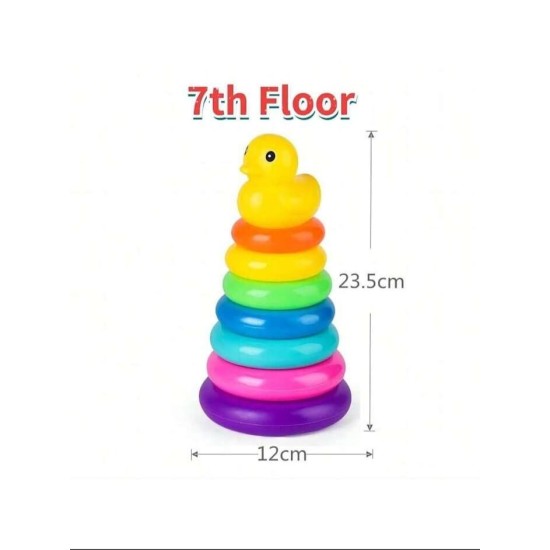 Montessori Toys Colorful Stacking Rings for Infants and Toddlers - Sensory Toys Set with Multiple Colors - Educational Toys for Baby (Smile)