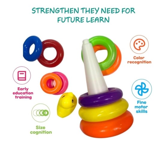 Montessori Toys Colorful Stacking Rings for Infants and Toddlers - Sensory Toys Set with Multiple Colors - Educational Toys for Baby (Smile)