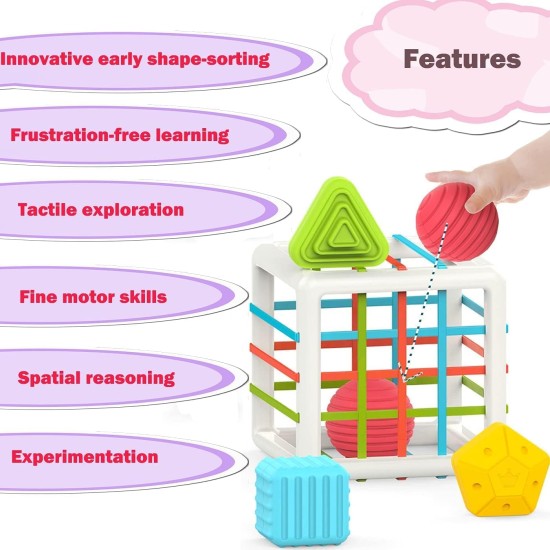 Montessori Toys for 1 Year Old,Baby Sorter Toy Colorful Cube and 6 Pcs Multi Sensory Shape, Toddler Developmental Learning Toys Birthday Gifts,Baby Toys 6-12-18 Months Montessori Toys for 1 Year Old,Baby Sorter Toy Colorful Cube and 6 Pcs Multi Sensory Shape, Toddler Developmental Learning Toys Birthday Gifts,Baby Toys 6-12-18 Months