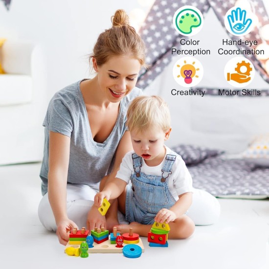 Shatoora Wooden Magnetic Fishing Game for Kids - 2-in-1 Montessori Sorting & Stacking Toys - Educational Preschool Learning Toys for Ages 3-7 - Fine Motor Skills Development Shatoora Wooden Magnetic Fishing Game for Kids - 2-in-1 Montessori Sorting & Stacking Toys - Educational Preschool Learning Toys for Ages 3-7 - Fine Motor Skills Development