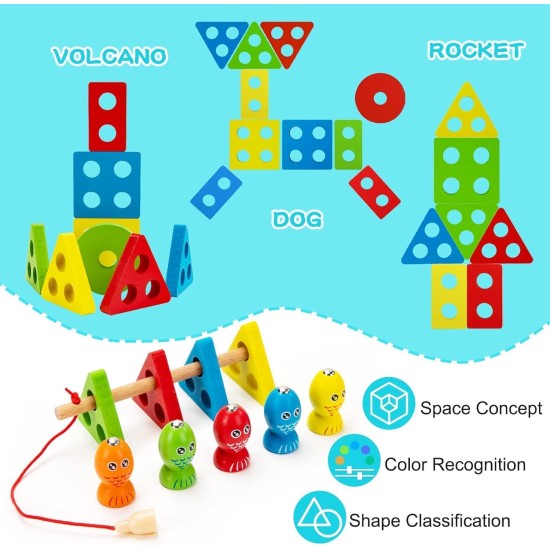 Shatoora Wooden Magnetic Fishing Game for Kids - 2-in-1 Montessori Sorting & Stacking Toys - Educational Preschool Learning Toys for Ages 3-7 - Fine Motor Skills Development Shatoora Wooden Magnetic Fishing Game for Kids - 2-in-1 Montessori Sorting & Stacking Toys - Educational Preschool Learning Toys for Ages 3-7 - Fine Motor Skills Development