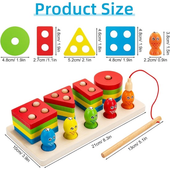Shatoora Wooden Magnetic Fishing Game for Kids - 2-in-1 Montessori Sorting & Stacking Toys - Educational Preschool Learning Toys for Ages 3-7 - Fine Motor Skills Development Shatoora Wooden Magnetic Fishing Game for Kids - 2-in-1 Montessori Sorting & Stacking Toys - Educational Preschool Learning Toys for Ages 3-7 - Fine Motor Skills Development