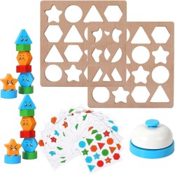 Cartoon Wood Geometric Shape Matching Blocks Cognitive Developmental Colors for Girls Boys