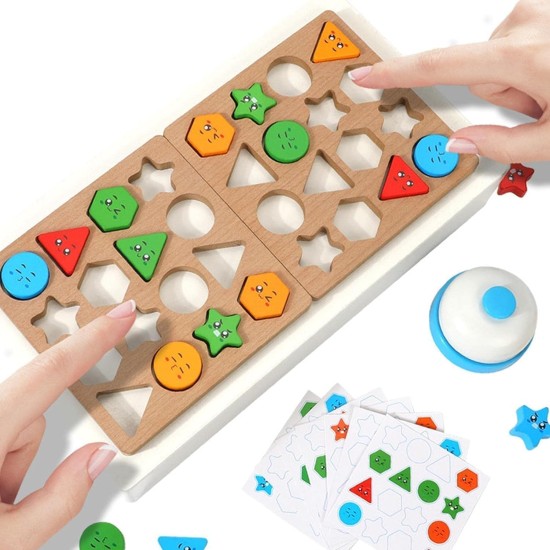 Cartoon Wood Geometric Shape Matching Blocks Cognitive Developmental Colors for Girls Boys Cartoon Wood Geometric Shape Matching Blocks Cognitive Developmental Colors for Girls Boys